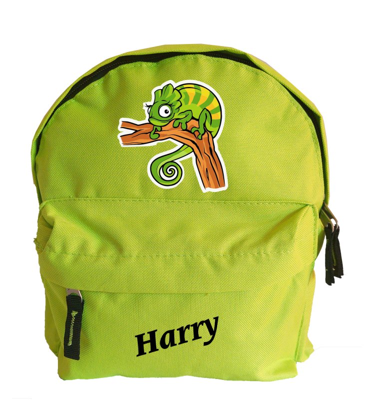 Kinderrucksack in grün Chamäleon "Harry" - personalisierbar